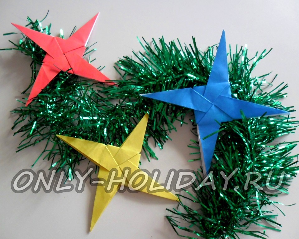 Объемная звезда оригами на елку к Новому году