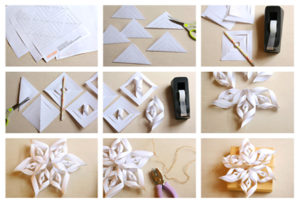 Cнежинки из бумаги: шаблоны для вырезания объемные, пошагово