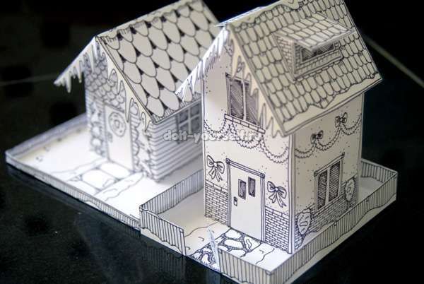 Новогодний домик из картона своими руками, шаблоны и схемы